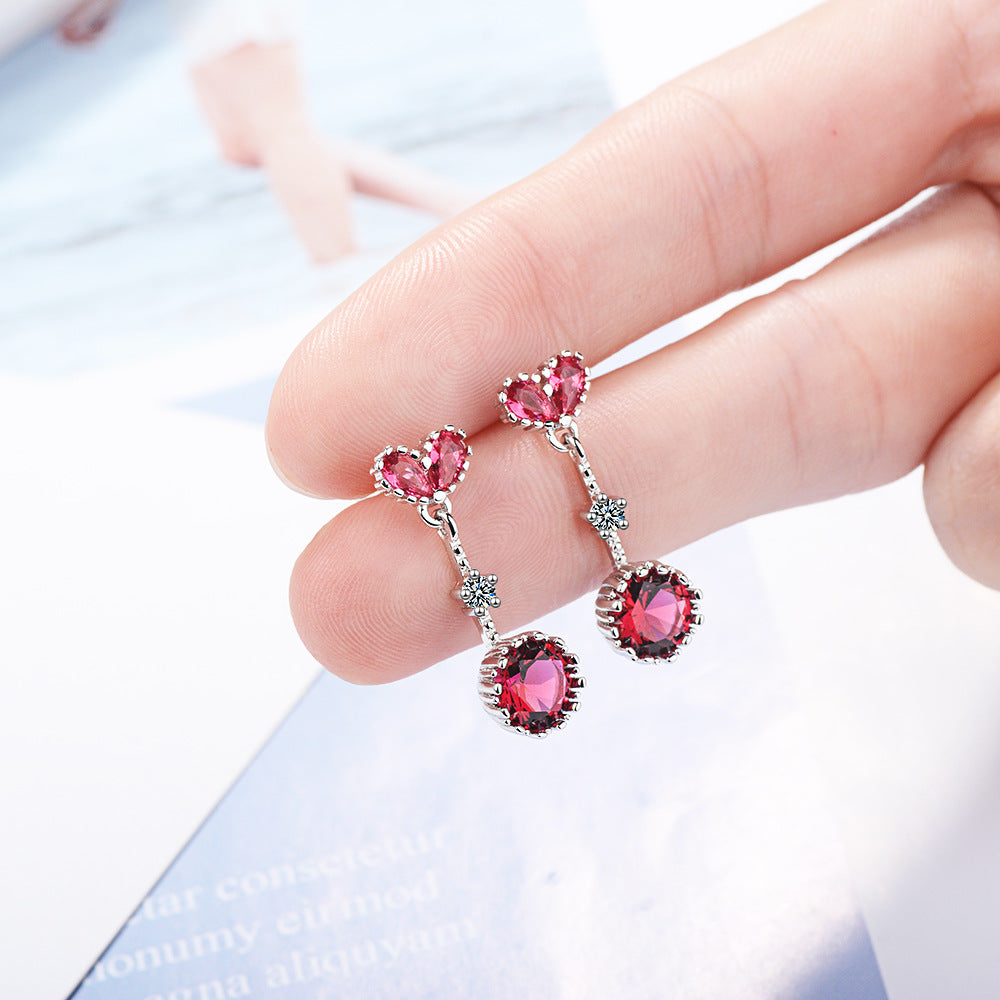 Sterling Silver Red Austrian Crystal Stud Earrings – Romantic Sparkle