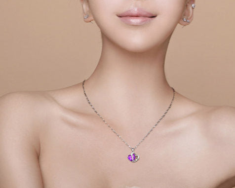 Amethyst Double Heart Necklace – Calm · Balance · Protection