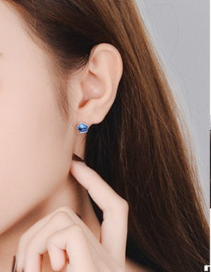 Sapphire Blue Flower Stud Earrings - Wisdom · Loyalty · Protection