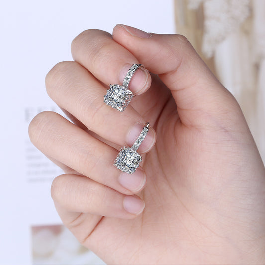 Diamond Sterling Silver Square Earrings – Love · Strength · Forever