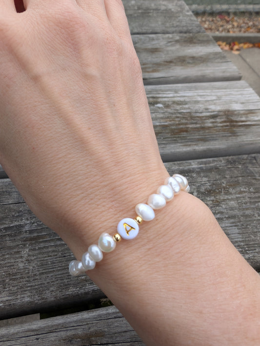 Custom Initial Baroque Pearl Bracelet