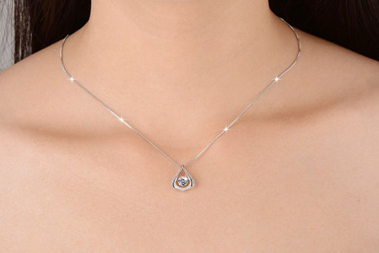 Crystal Teardrop Necklace – Sterling Silver Elegance
