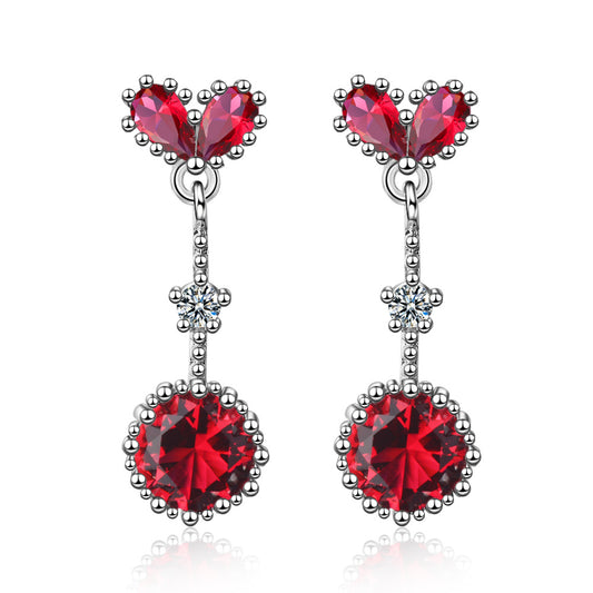 Sterling Silver Red Austrian Crystal Stud Earrings – Romantic Sparkle