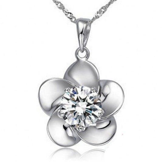 Sterling Silver Cherry Blossom Pendant Necklace – Elegant & Timeless
