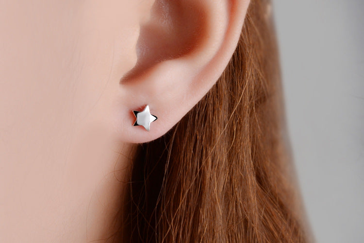Tiny Moon & Star Stud Earrings – Sterling Silver Elegance
