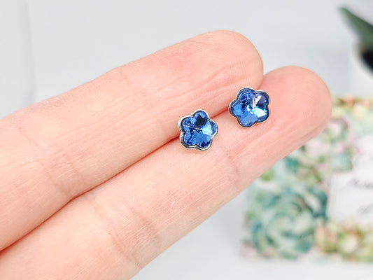 Sapphire Blue Flower Stud Earrings - Wisdom · Loyalty · Protection