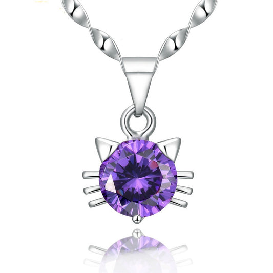 Amethyst Cat Necklace – Calm · Balance · Protection