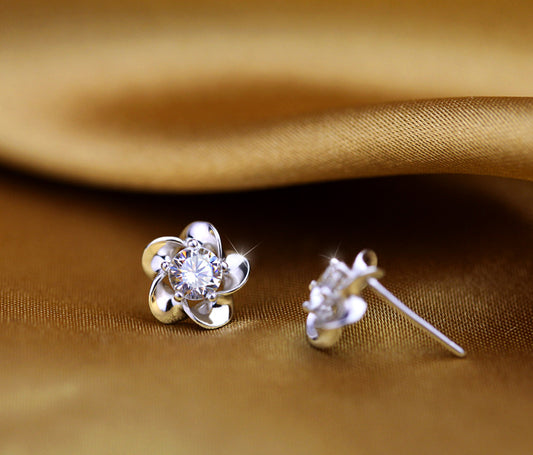 Sterling Silver Cherry Blossom Stud Earrings – Elegant & Timeless