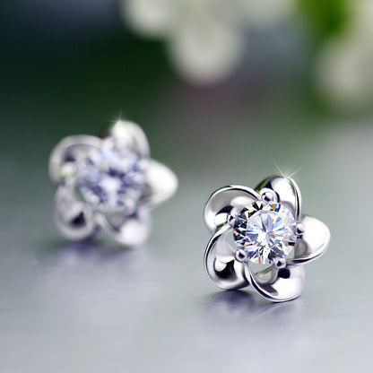 Sterling Silver Cherry Blossom Stud Earrings – Elegant & Timeless