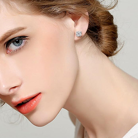 Crystal Knot Stud Earrings – Sterling Silver Elegance
