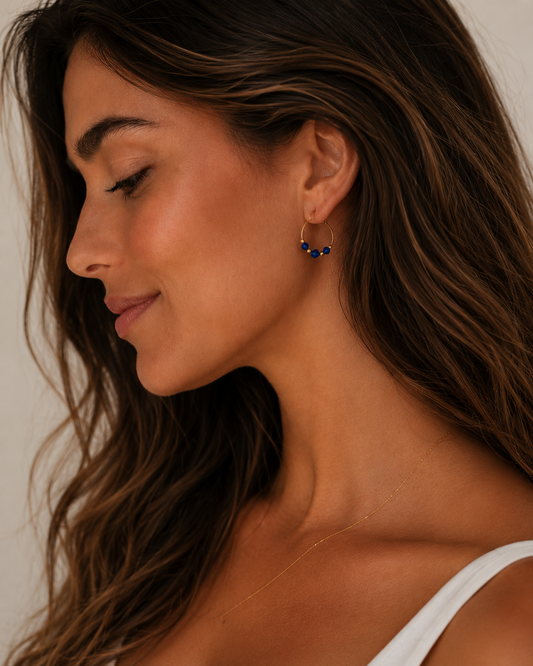 Birthstone & Pearls Gold Filled Hoop Earrings