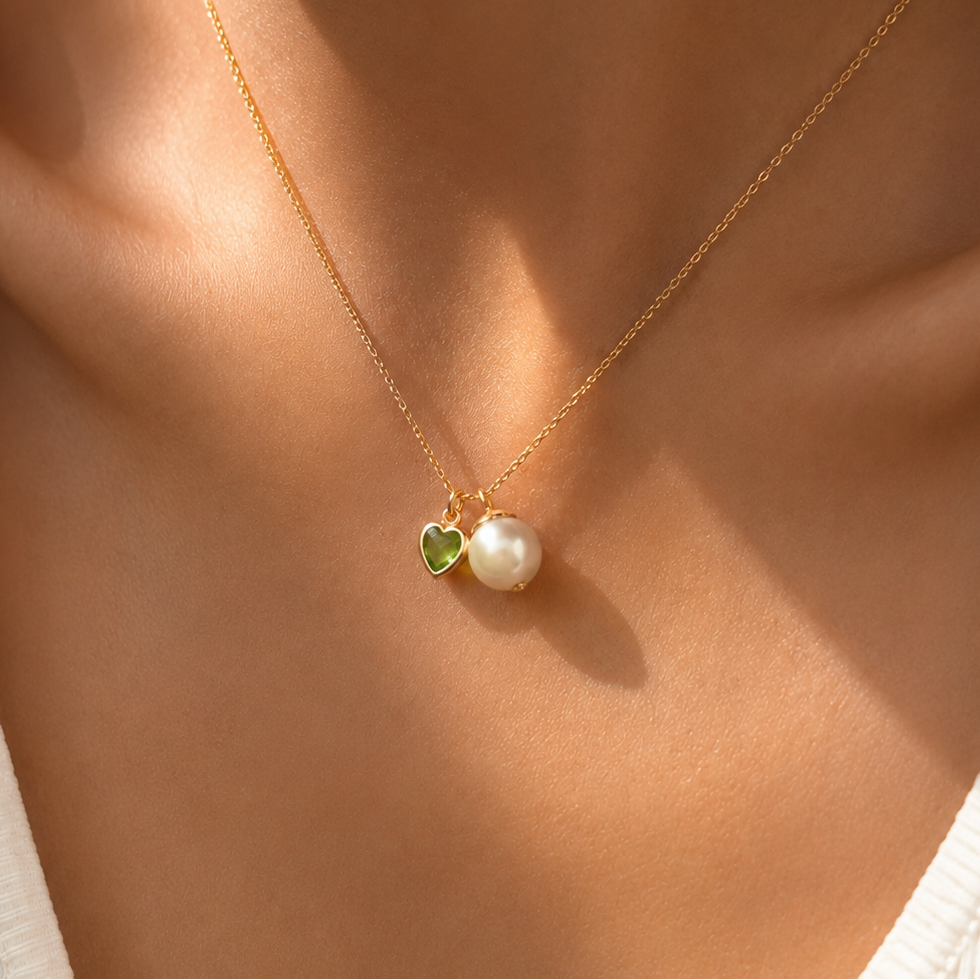 Personalized Birthstone & White Pearls Necklace