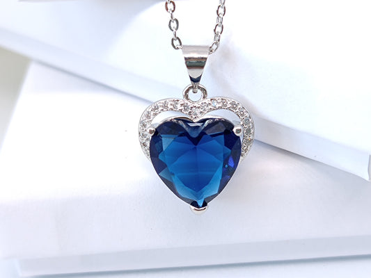 Sapphire Sterling Silver Heart Necklace – Wisdom · Loyalty · Protection