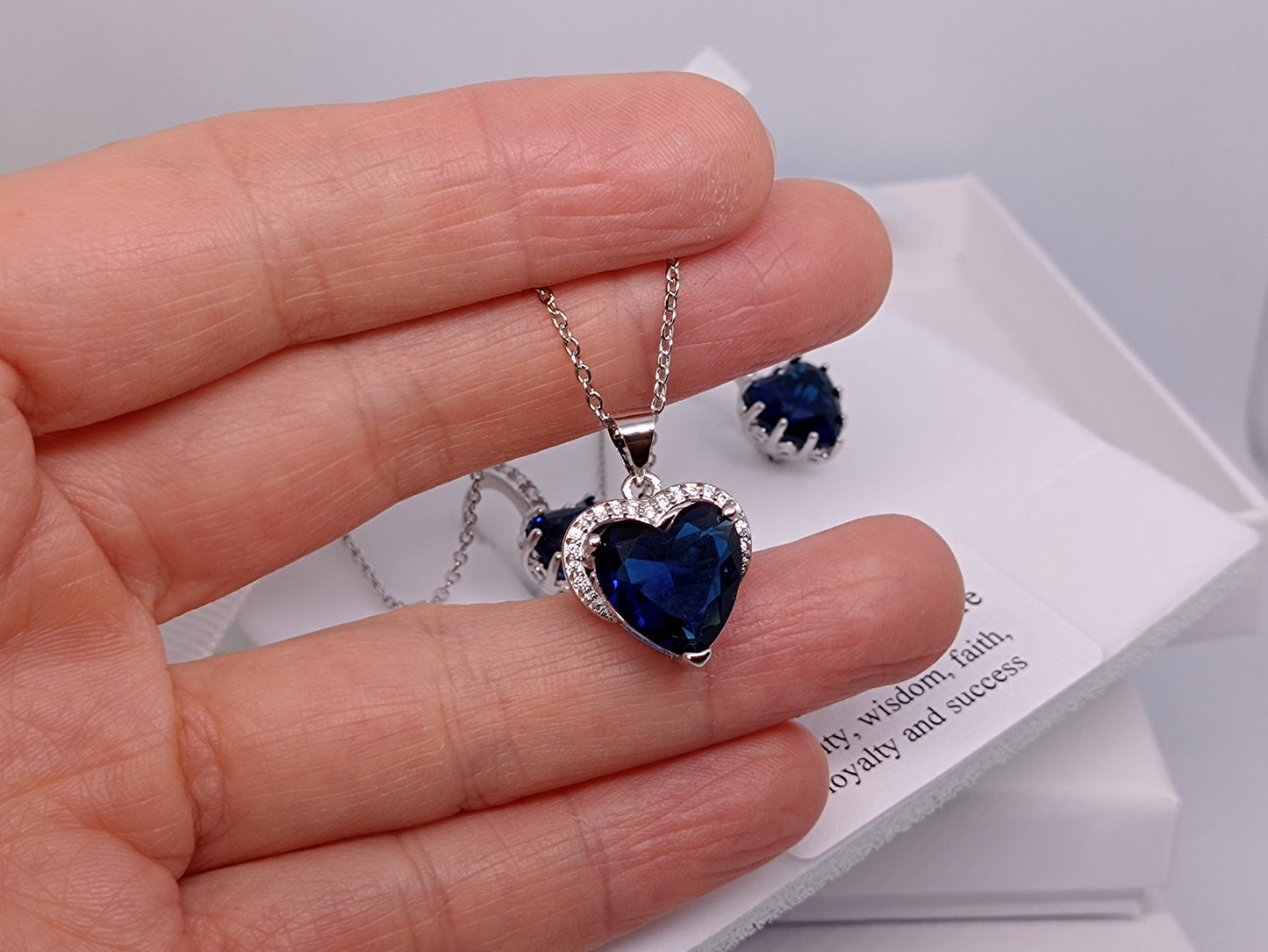 Sapphire Sterling Silver Heart Necklace – Wisdom · Loyalty · Protection
