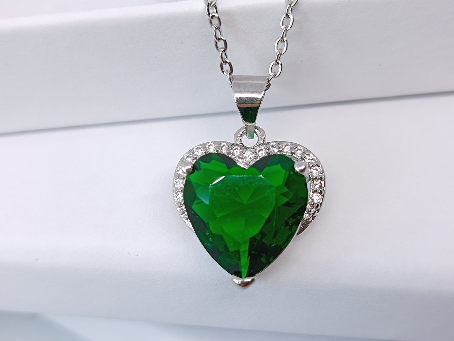 Emerald Sterling Silver Heart Necklace – Love · Hope · Wealth
