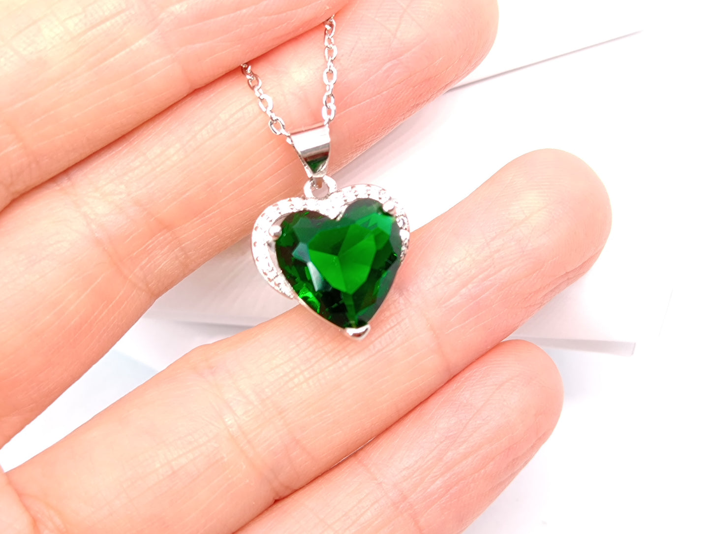 Emerald Sterling Silver Heart Necklace – Love · Hope · Wealth