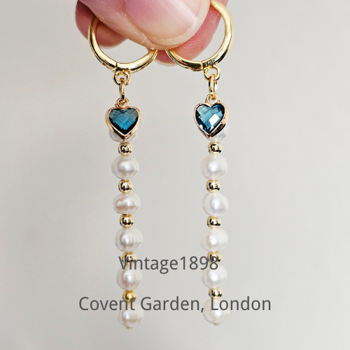 Birthstone & Pearls Gold Filled Hoop Earrings