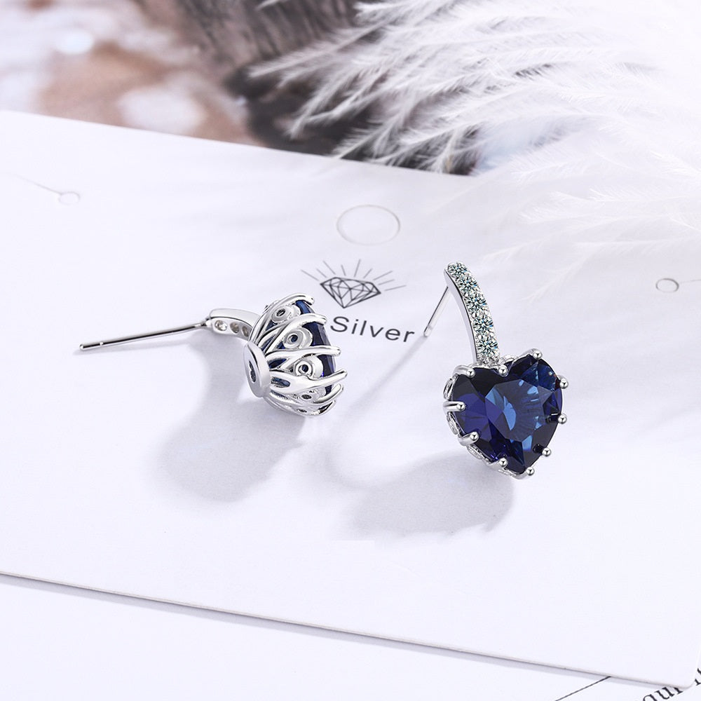 Sapphire Sterling Silver Heart Stud Earrings – Wisdom · Loyalty · Protection