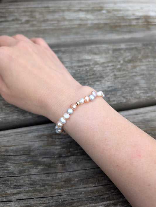 Baroque Pearl & Gold Bead Bracelet