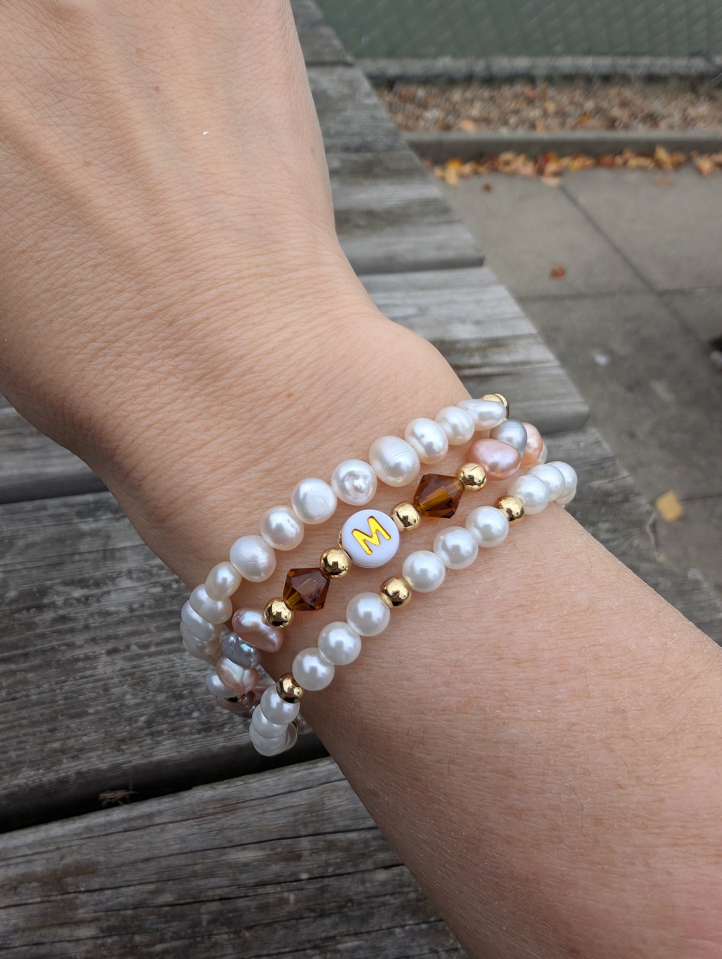 Custom Baroque Pearl Bracelet — Initial & Birthstone Gift