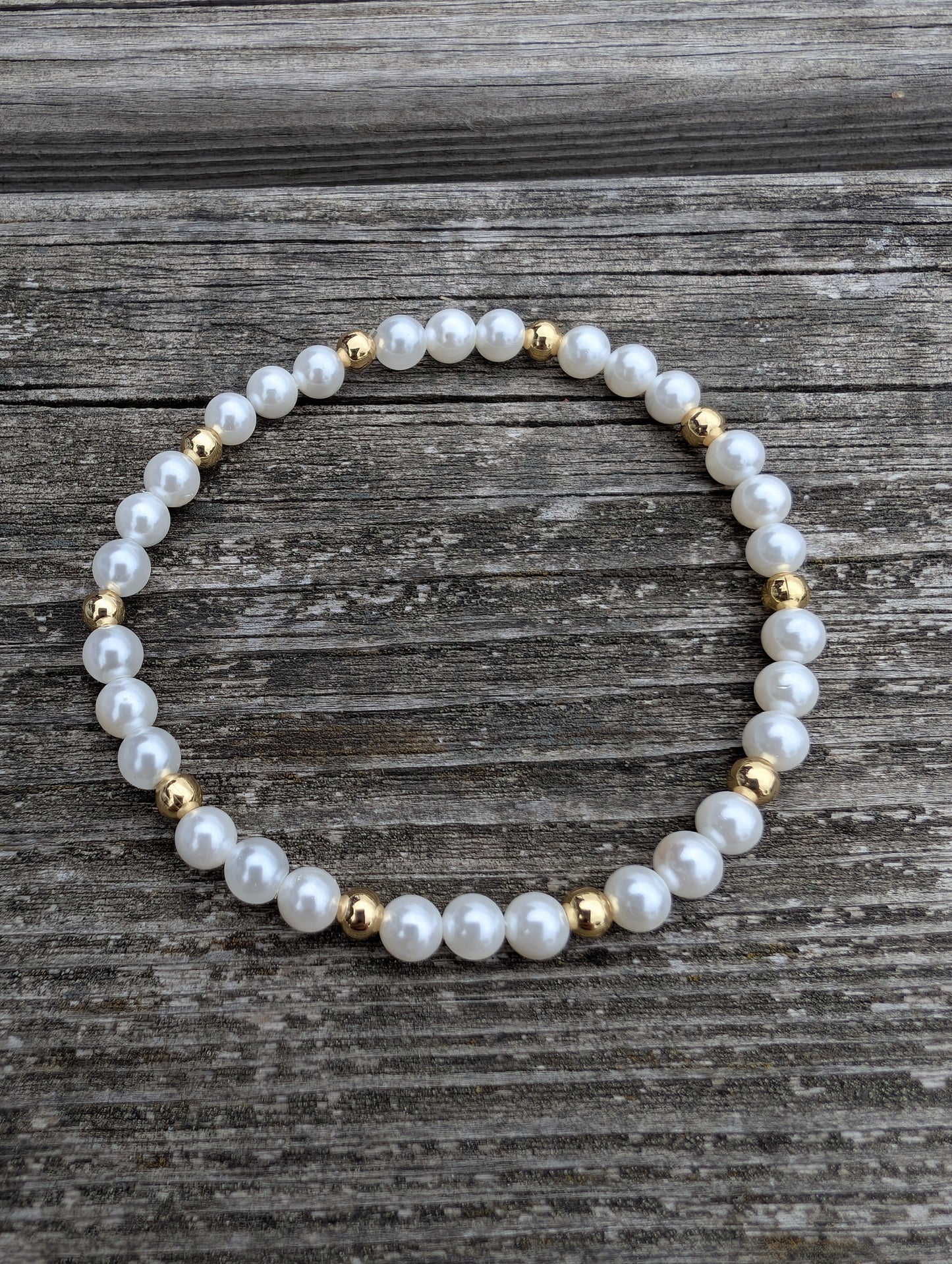Self-care Pearl and Gold Bead Bracelet