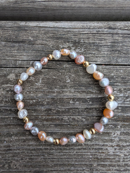 Baroque Pearl & Gold Bead Bracelet
