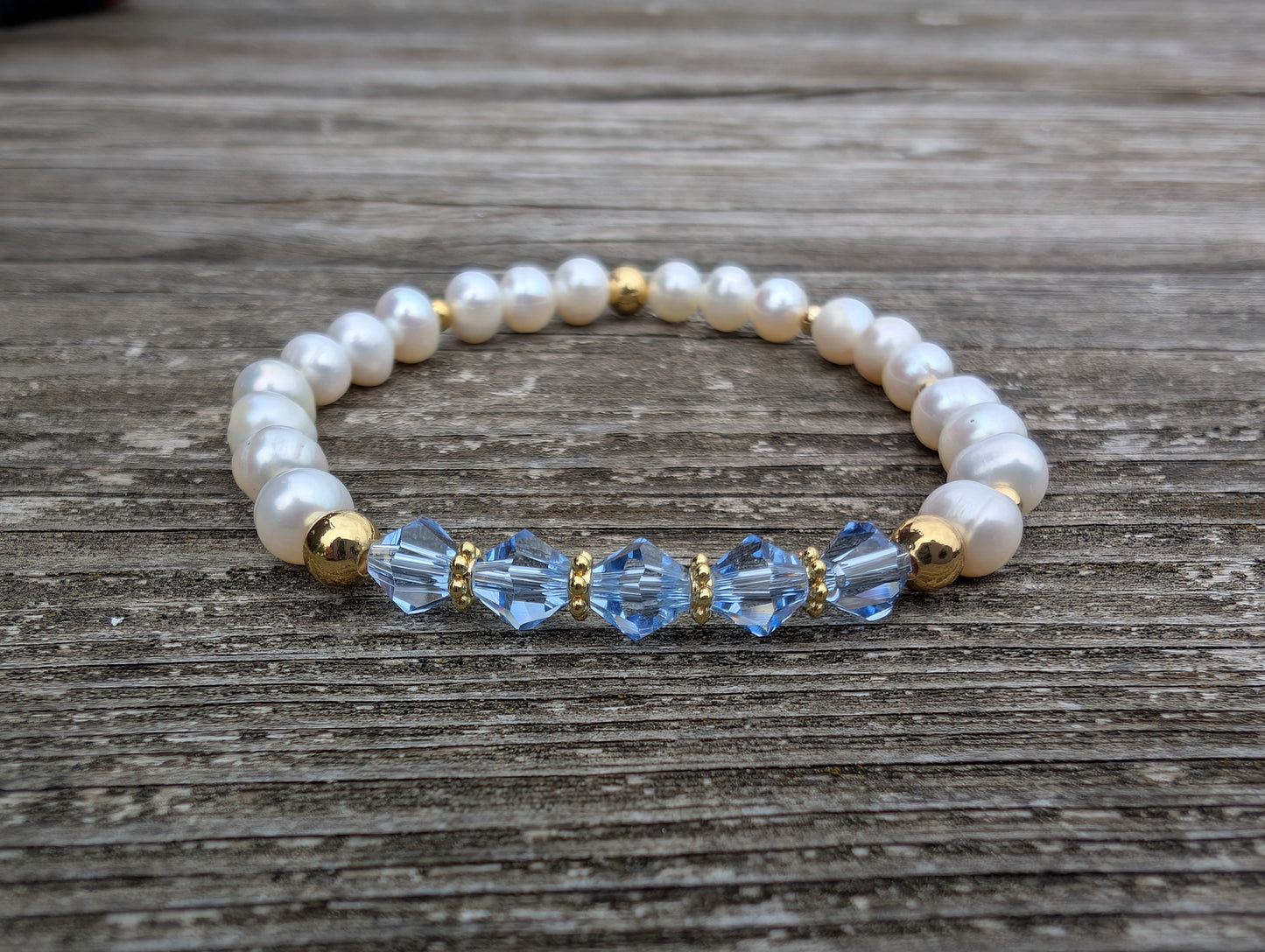 Pearl & Swarovski Birthstone Crystal  Bracelet