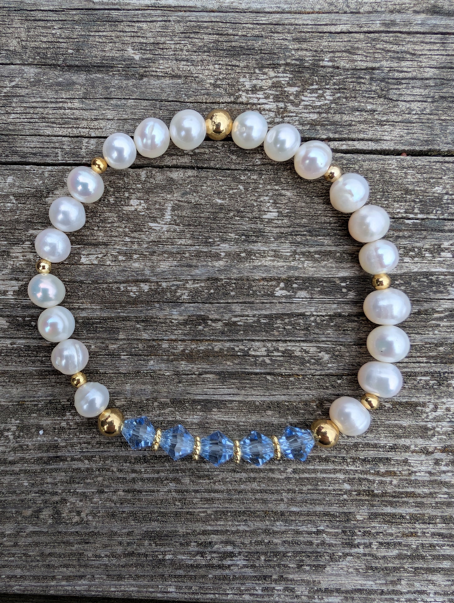 Pearl & Swarovski Birthstone Crystal  Bracelet