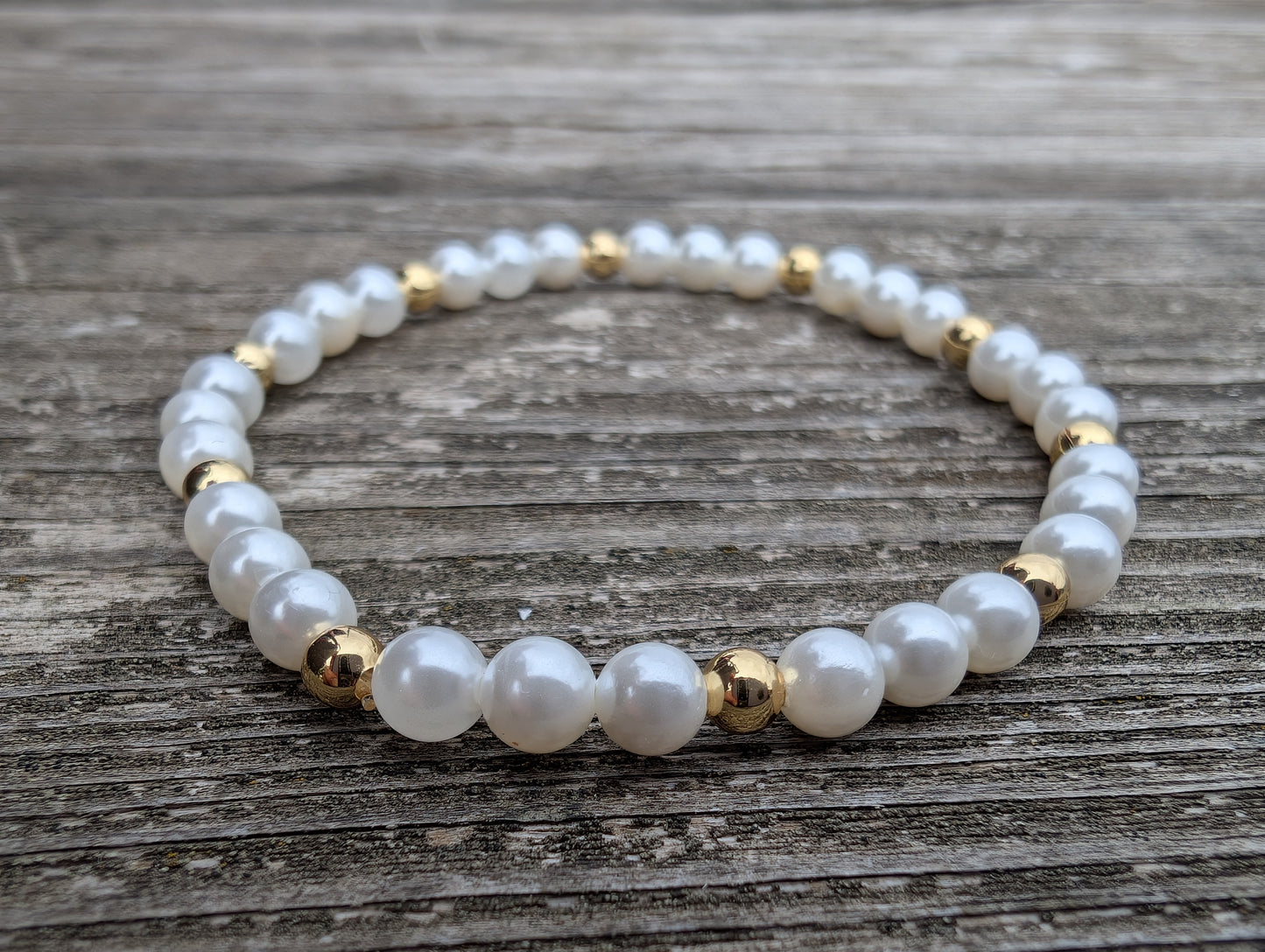 Self-care Pearl and Gold Bead Bracelet