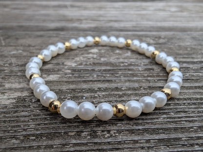 Self-care Pearl and Gold Bead Bracelet
