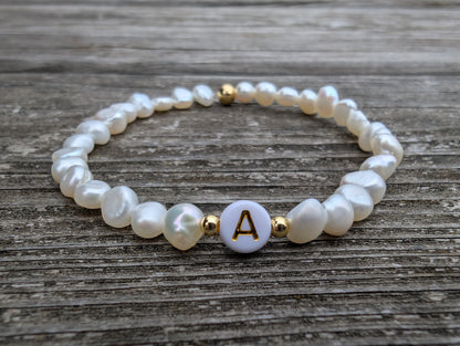 Custom Initial Baroque Pearl Bracelet