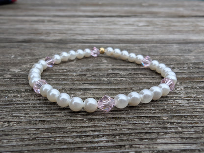 Pearl & Swarovski Birthstone Crystal  Bracelet