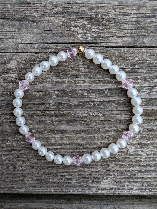 Pearl & Swarovski Birthstone Crystal  Bracelet
