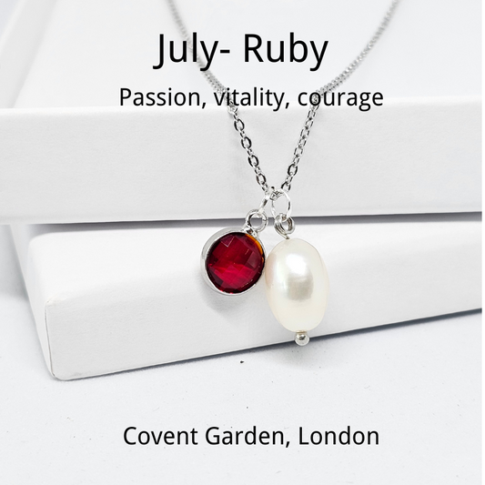 Personalized Birthstone & Pearls Necklace