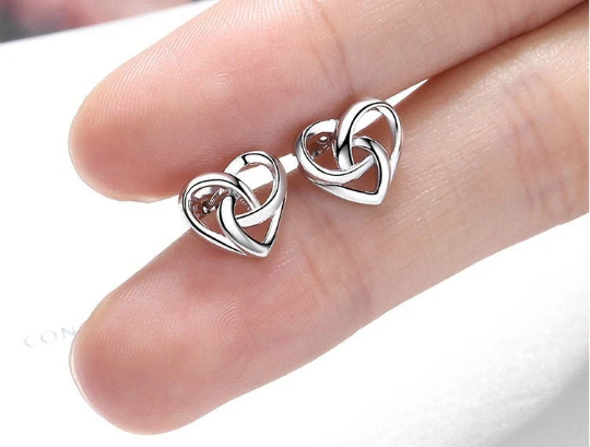 Sterling Silver Heart Stud Earrings – Timeless Love