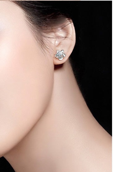 Sterling Silver Cherry Blossom Stud Earrings – Elegant & Timeless