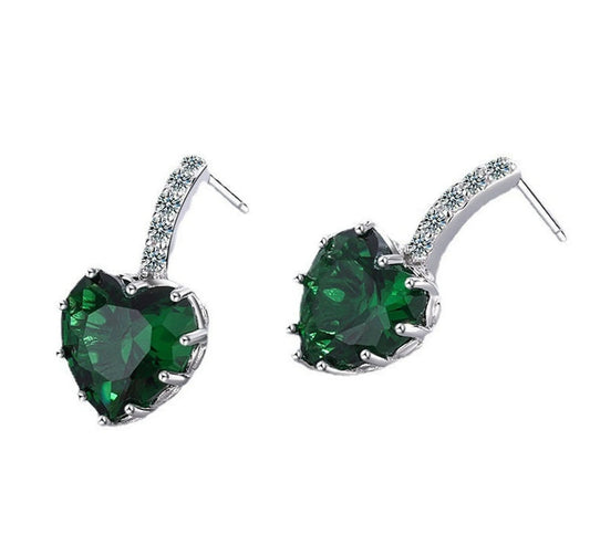 Emerald Sterling Silver Heart Stud Earrings – Love · Hope · Wealth