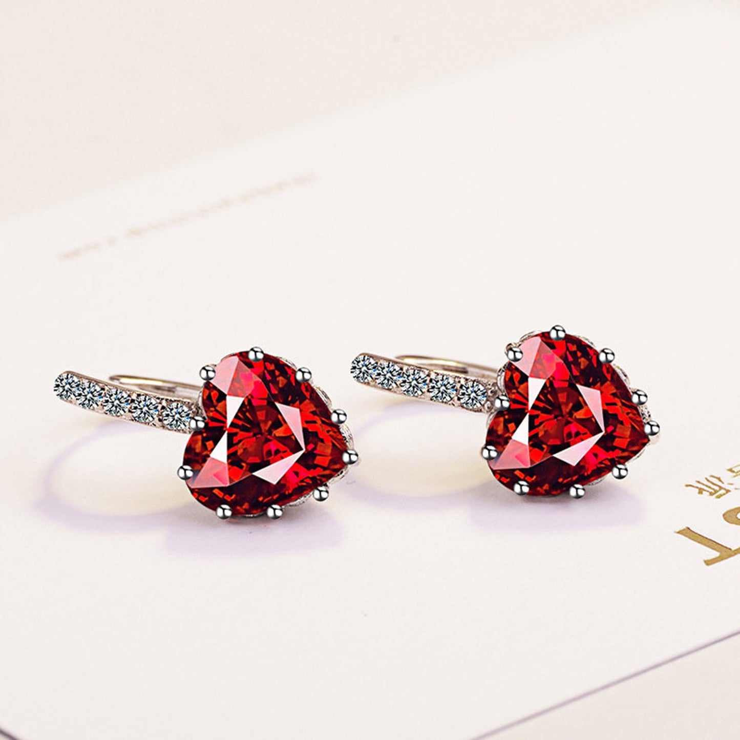 Ruby Sterling Silver Square Earrings – Passion · Love · Strength