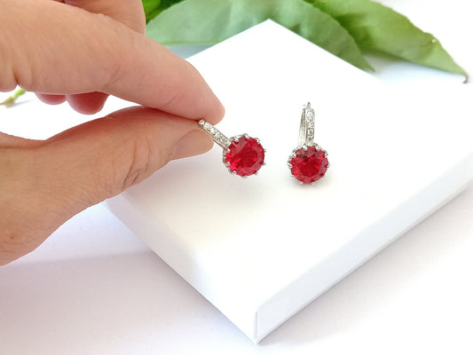 Ruby Sterling Silver Circle Hoop Earrings – Passion · Love · Strength