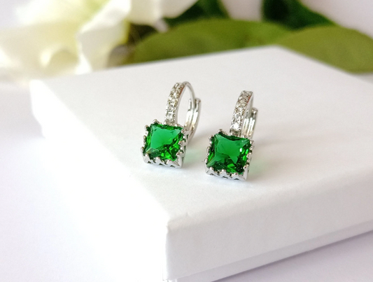 Emerald Sterling Silver Square Earrings – Love · Hope · Wealth