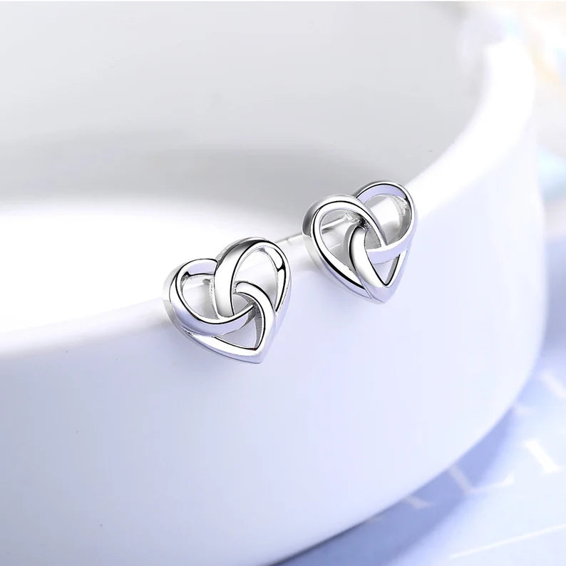 Sterling Silver Heart Stud Earrings – Timeless Love
