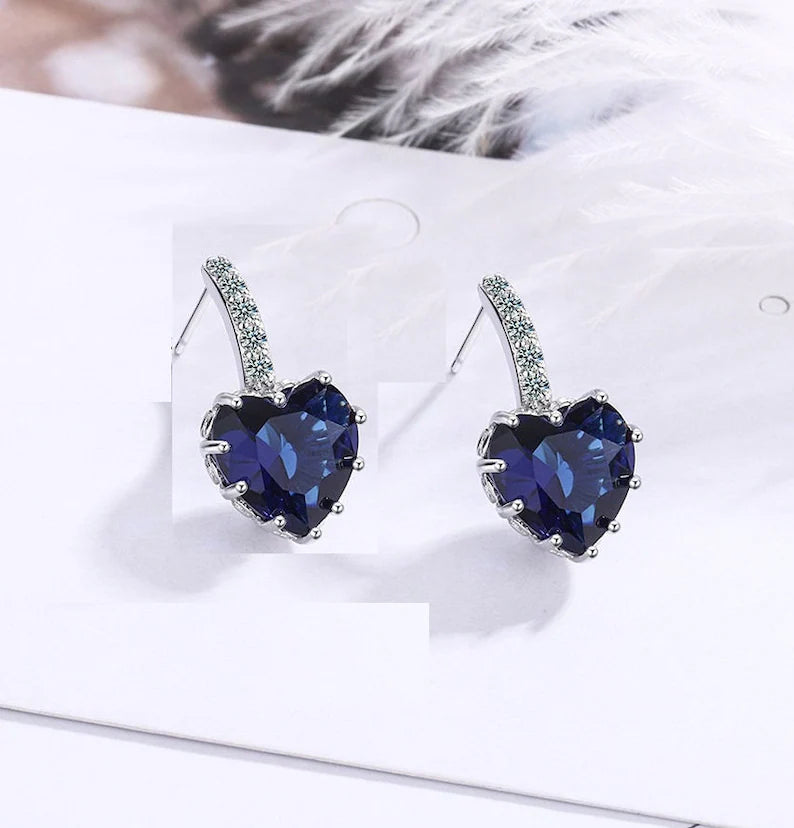 Sapphire Sterling Silver Heart Stud Earrings – Wisdom · Loyalty · Protection