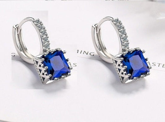 Sapphire Sterling Silver Square Earrings – Wisdom · Loyalty · Protection