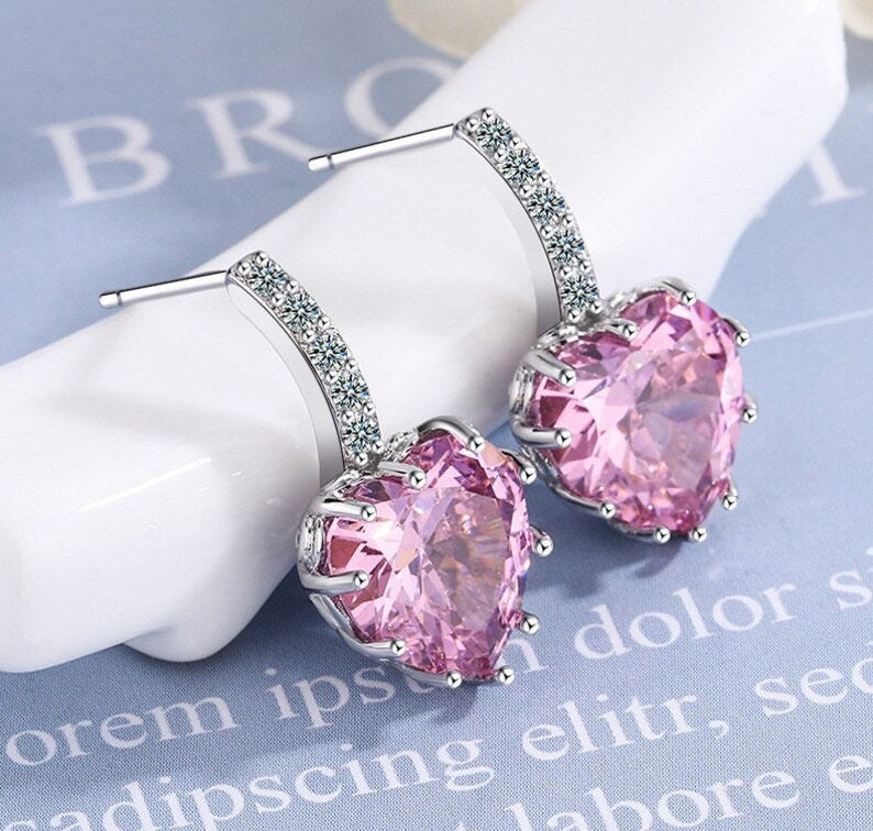 Pink Tourmaline Sterling Silver Heart Hoop Earrings – Love · Healing · Peace