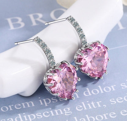 Pink Tourmaline Sterling Silver Heart Hoop Earrings – Love · Healing · Peace
