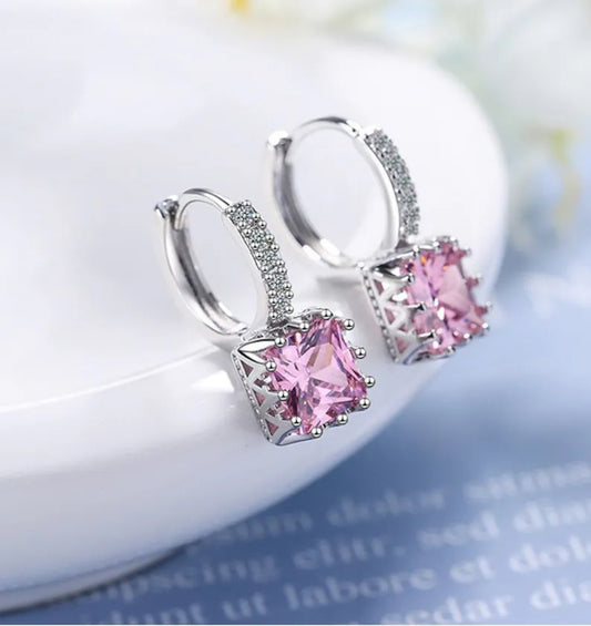 Pink Tourmaline Sterling Silver Square Earrings – Love · Healing · Peace