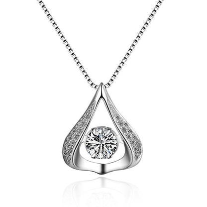 Crystal Teardrop Necklace – Sterling Silver Elegance