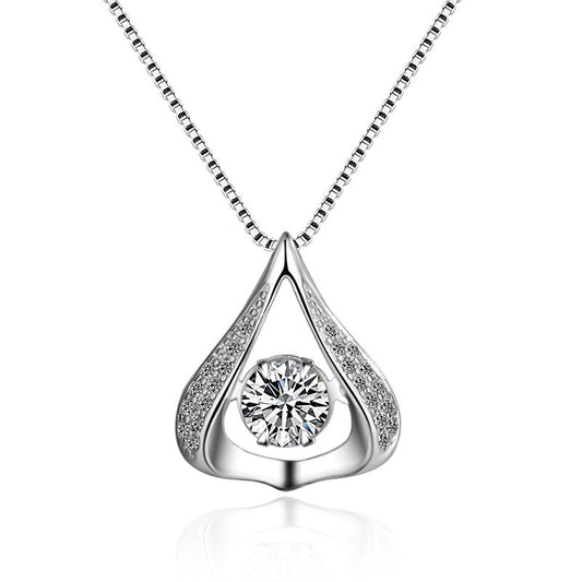 Crystal Teardrop Necklace – Sterling Silver Elegance