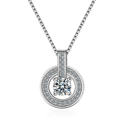 Crystal Halo Circle Necklace – Sterling Silver Elegance